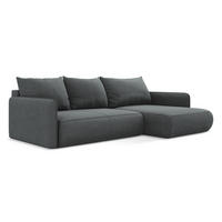 ECKSOFA mit Schlaffunktion Strukturstoff Stoff Grau - Schwarz/Grau, Kunststoff/Textil (240/148cm) - LaMiaSofa