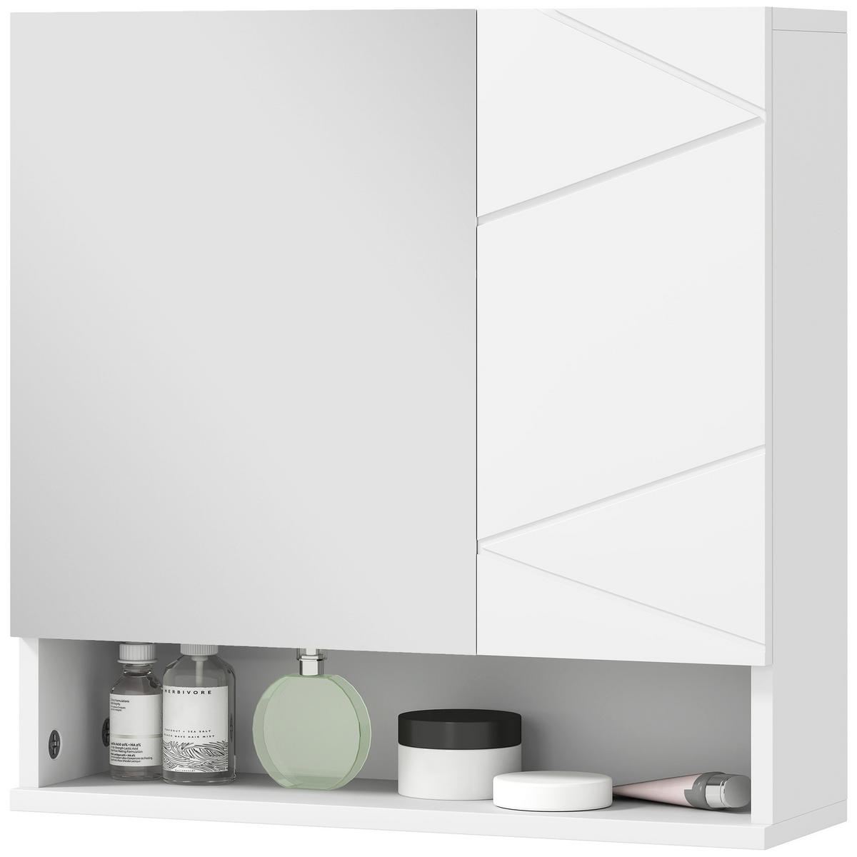 SPIEGELSCHRANK Badezimmer-Wandspiegelschrank, 2-türiger Stauschrank, 55 x 17 x 55 cm ,weiß - Braun, Glas (55/55/17cm) - Vallsero
