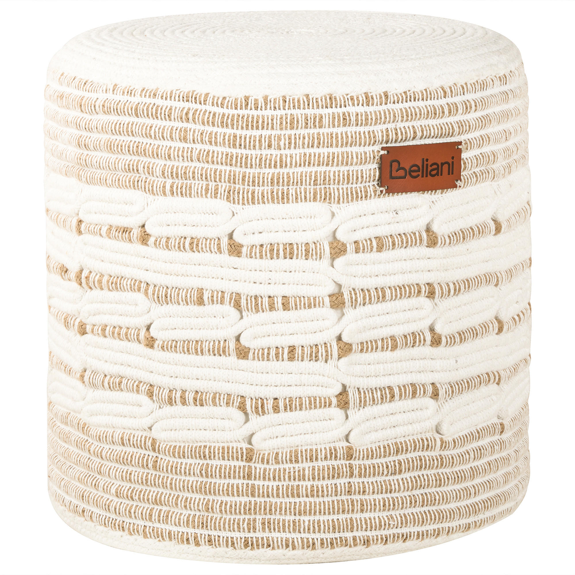 POUF Weiß Abtin - Beige/Weiß, Naturmaterialien (40/40/40cm) - Beliani
