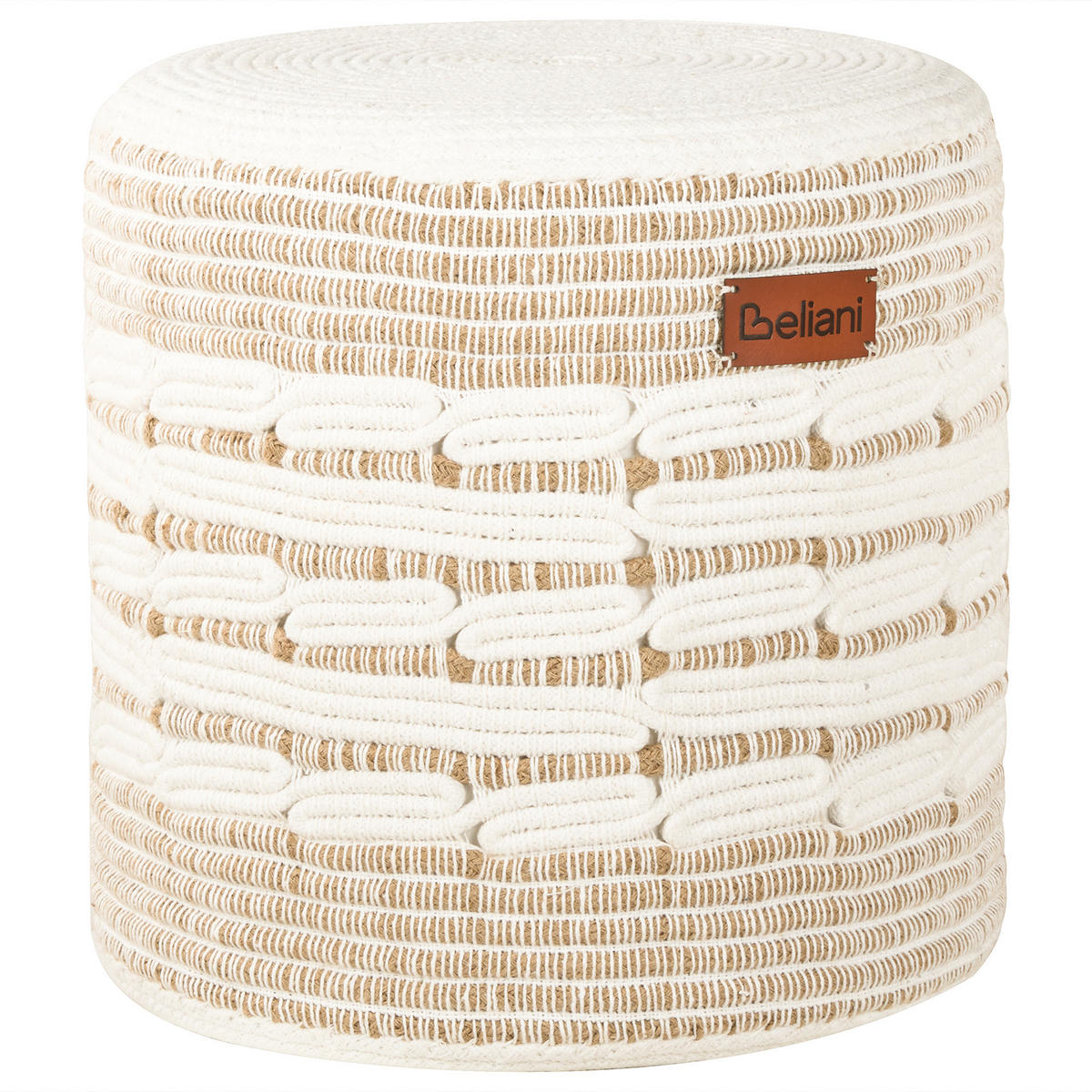 POUF Weiß Abtin - Beige/Weiß, Naturmaterialien (40/40/40cm) - Beliani