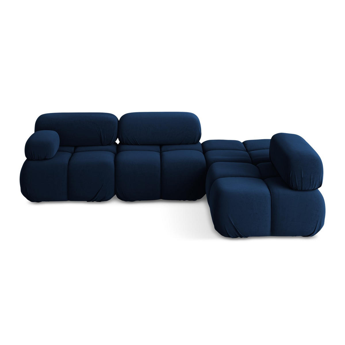 ECKSOFA Rechts Samt Stoff Blau - Blau/Schwarz, Kunststoff/Textil (285/190cm) - LaMiaSofa