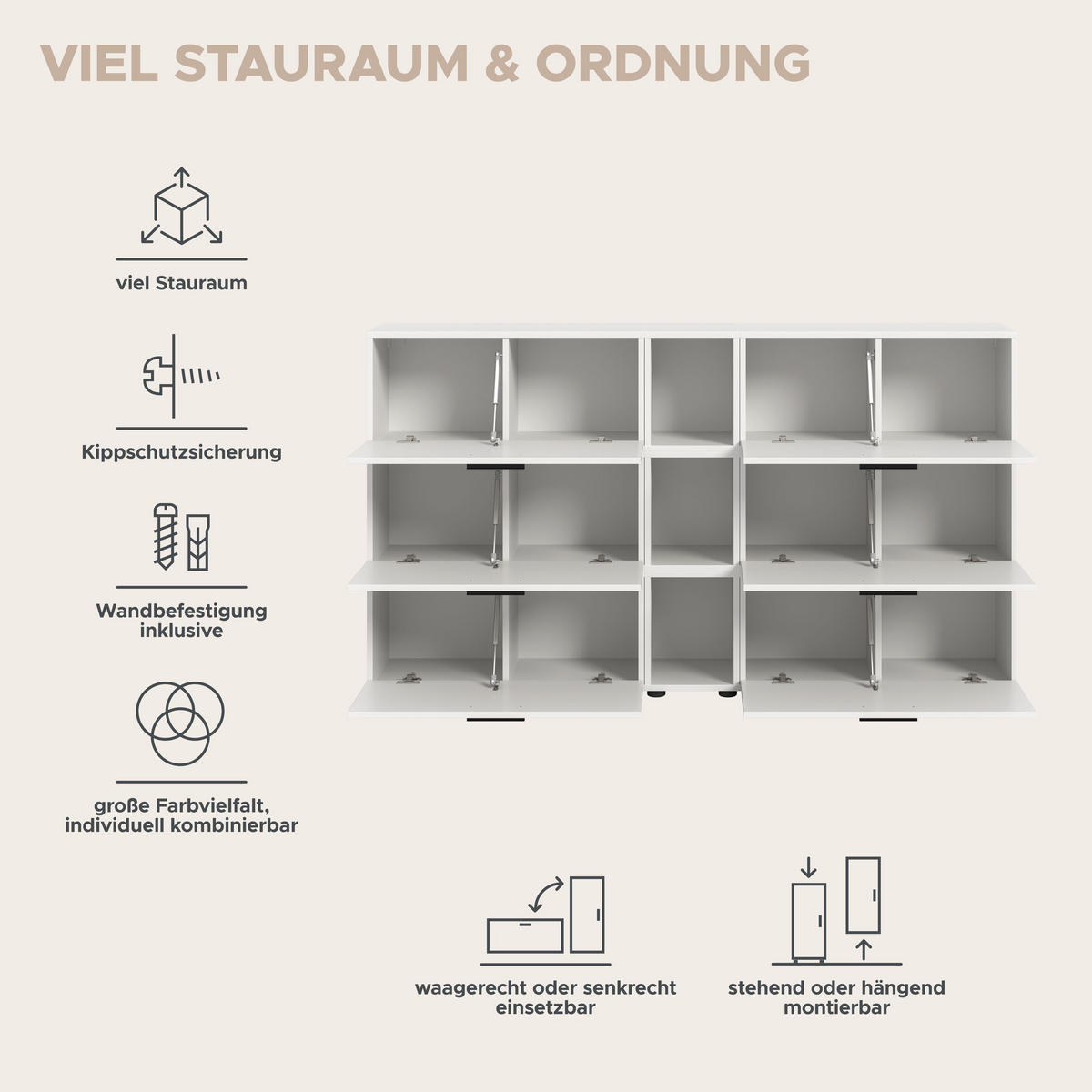 WOHNKOMBINATION THE ONE (B/H/T: ca. 176/99/34 cm) in Weiß/weiß - Weiß, Holzwerkstoff (176/99/34cm)