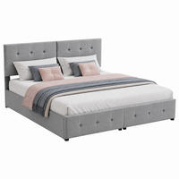 POLSTERBETT mit Stauraum 180x200 cm Samt Grau, teilbar - Grau, Metall (180/200cm) - Meubliv