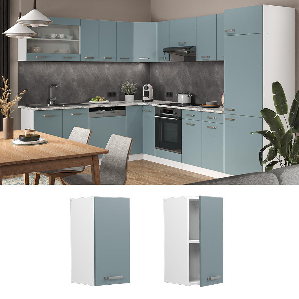 HÄNGESCHRANK R-Line Blau-Grau 30 cm - Blaugrau/Weiß, Holzwerkstoff (30/60/31cm) - Vicco