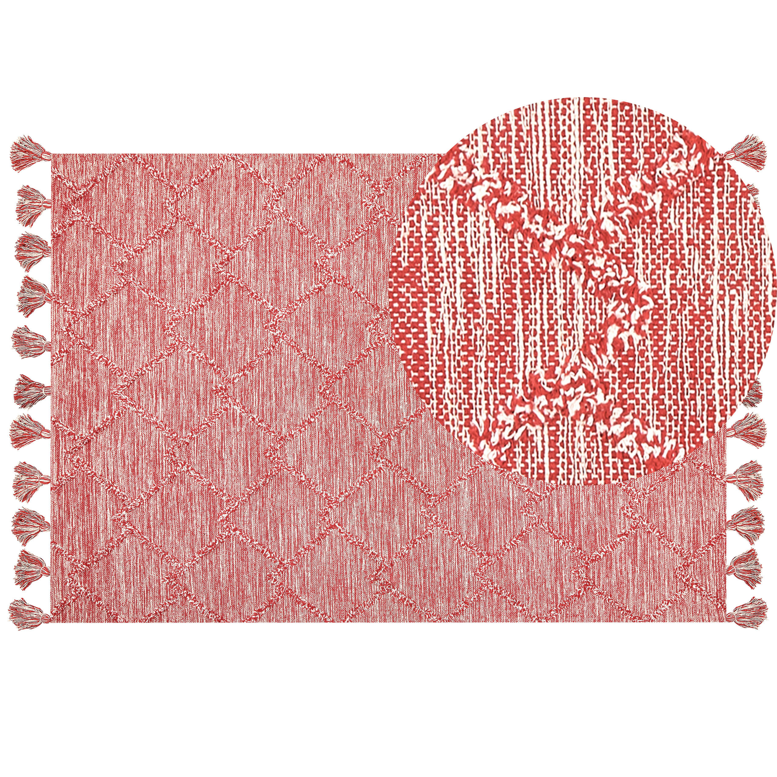 KURZFLOR-TEPPICH Nigde 230/160 cm - Rot, Textil (160/230cm) - Beliani