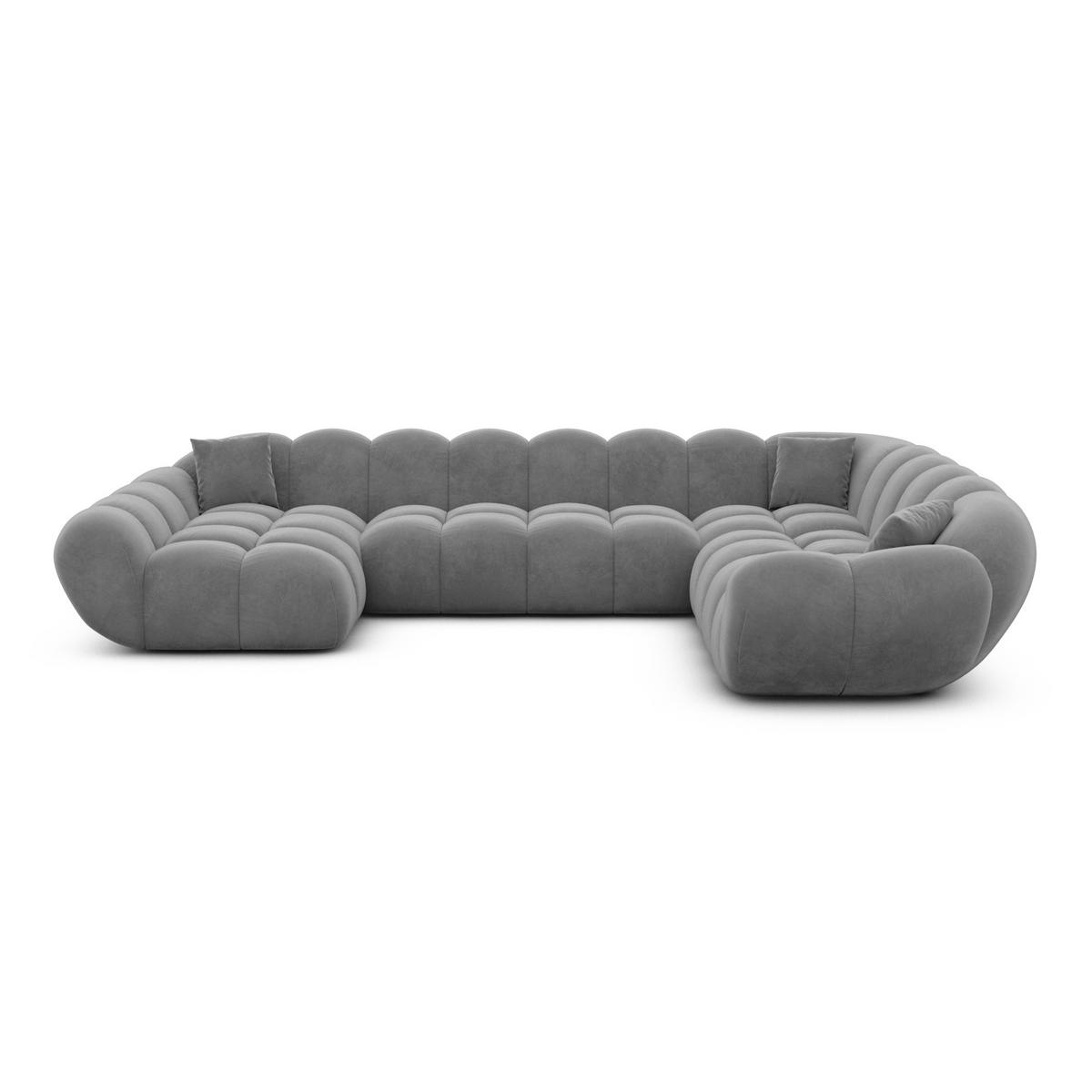 WOHNLANDSCHAFT Liva Dunkelgrau Samtstoff U-Form XXL Links - Dunkelgrau, Textil (323/70/258cm) - VAROYAL
