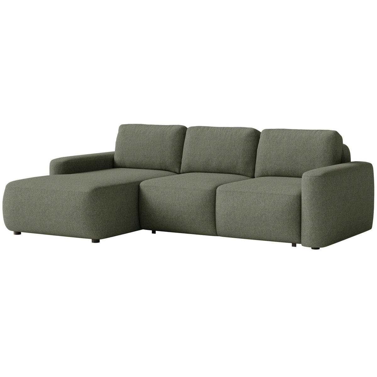 ECKSOFA Carnos Mini Olivgrün Chenille - Schwarz/Olivgrün, Kunststoff/Textil (238/164cm) - Selsey