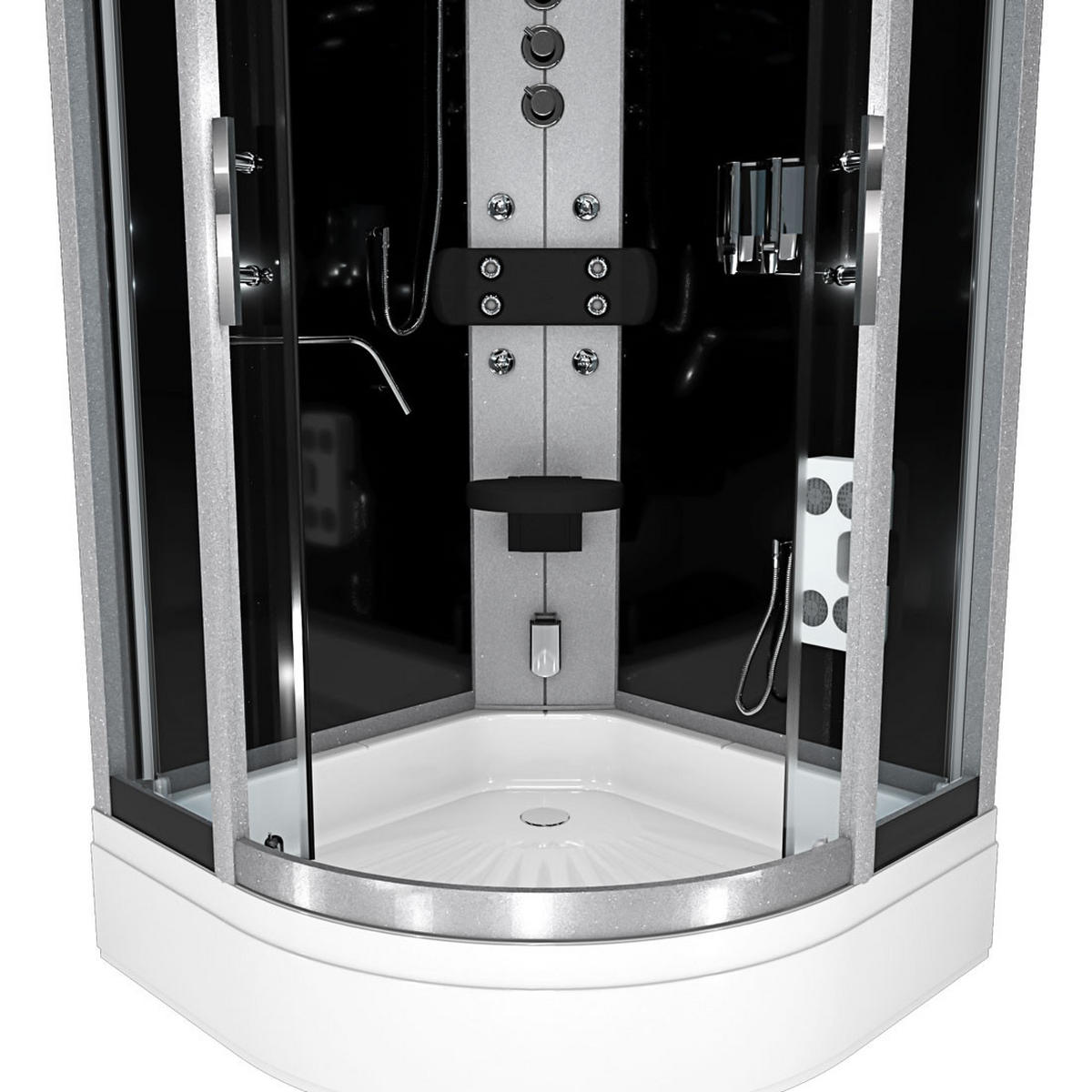 DAMPFDUSCHE Duschkabine D58-63T3-EC sw 100x100 - Schwarz, Glas/Kunststoff (100/100/225cm) - AcquaVapore by Sandra Jentho