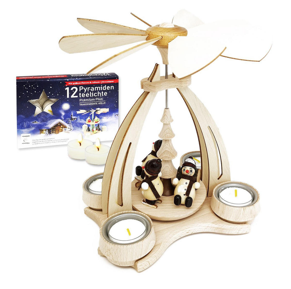 TISCH-PYRAMIDE Schneemänner 14/18/24 cm - Multicolor, Holz (0.1/24/0.1cm) - Dekoteam24