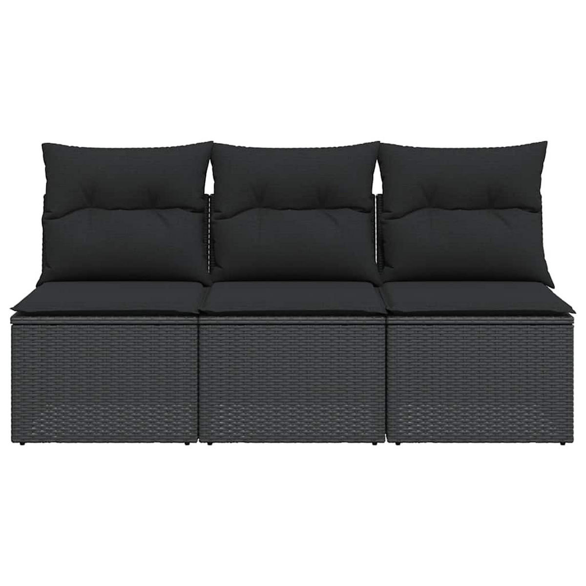 GARTENSOFA Mit Kissen 3-Sitzer Schwarz Poly Rattan - Schwarz, Kunststoff (165/69/62cm) - vidaXL