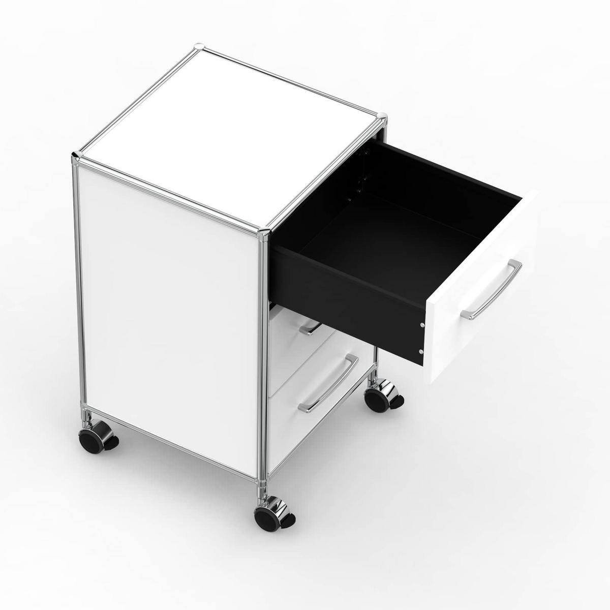 BÜRO-ROLLCONTAINER Holz, 40cm - 3 Schubladen, Weiss - Chromfarben/Silberfarben, Holzwerkstoff/Metall (40/66.5/39.7cm) - Versee