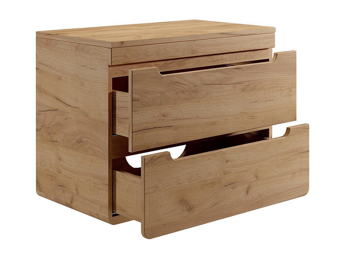 WASCHBECKENUNTERSCHRANK hängend mit Platte - Holzfarben hell - 80 cm - ARUBA - Naturfarben, Holz (80/59/46cm) - Vente-Unique