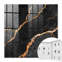 SCHLÜSSELBOX Weiß 30x30 cm – Türöffnung nach rechts - Weißer und orangefarbener Stein - Schwarz, Metall (30/30/5cm) - TULUP