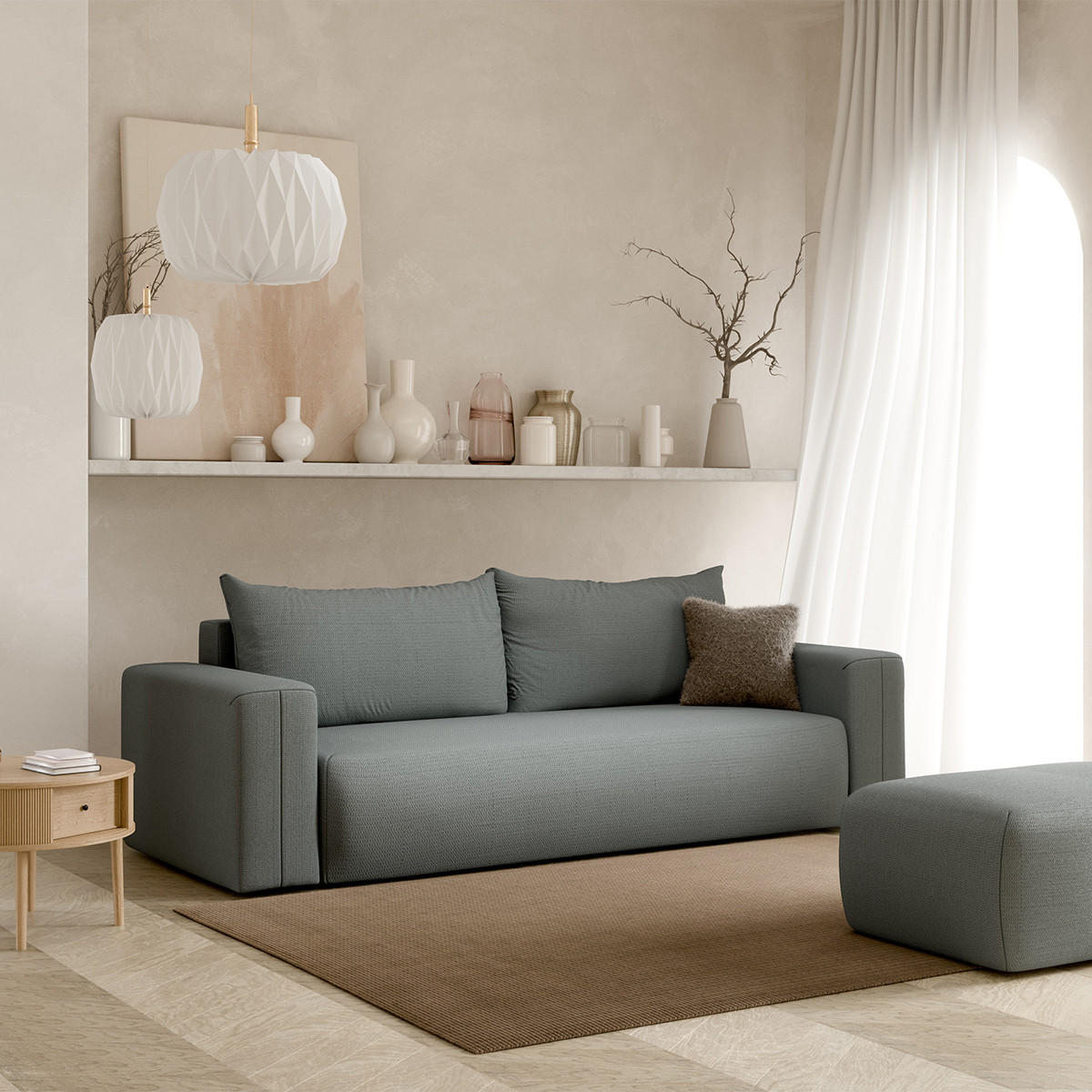 SOFA Bliss 3 Sitzplätze Grau - Grau, Holz (252/72/97cm) - Petits-meubles