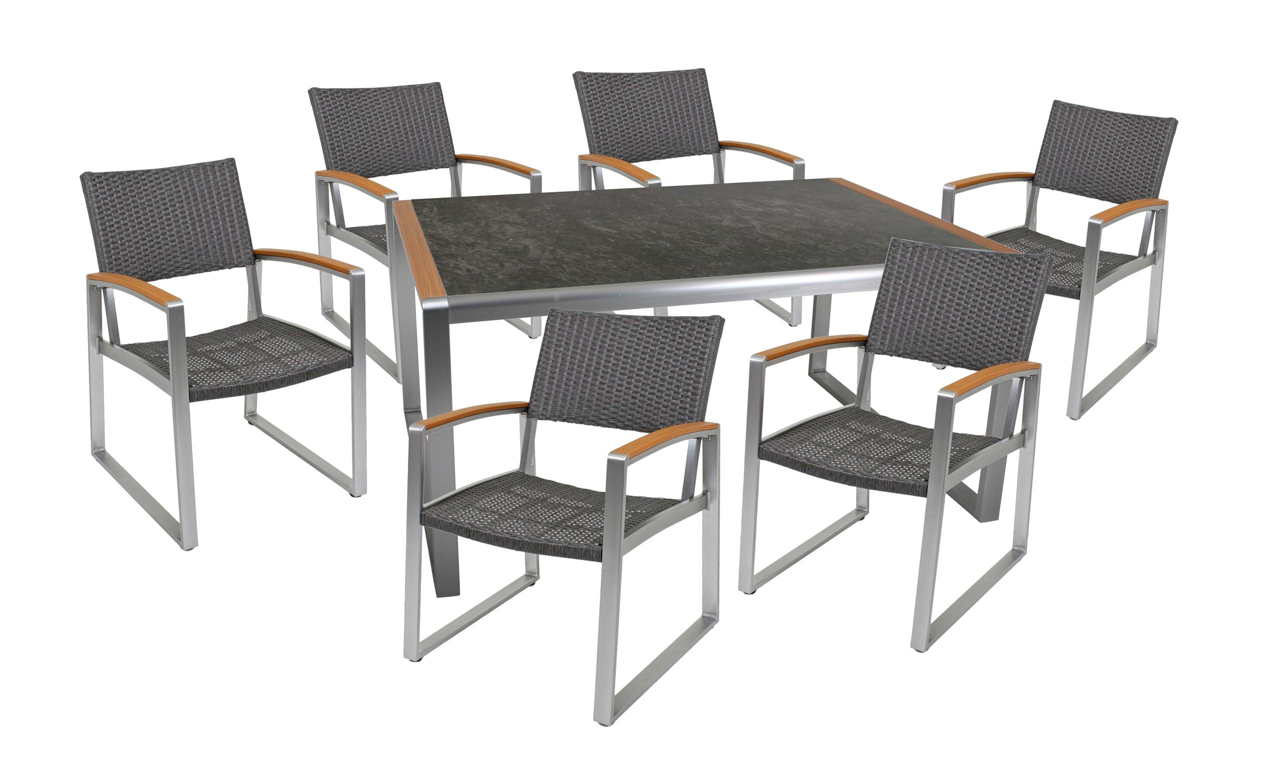 GARTEN-SITZGRUPPE Emmy 7-teilig Gartenmöbel-Set - Braun, Kunststoff - DELUKE