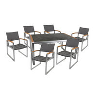 GARTEN-SITZGRUPPE Emmy 7-teilig Gartenmöbel-Set - Braun, Kunststoff - DELUKE