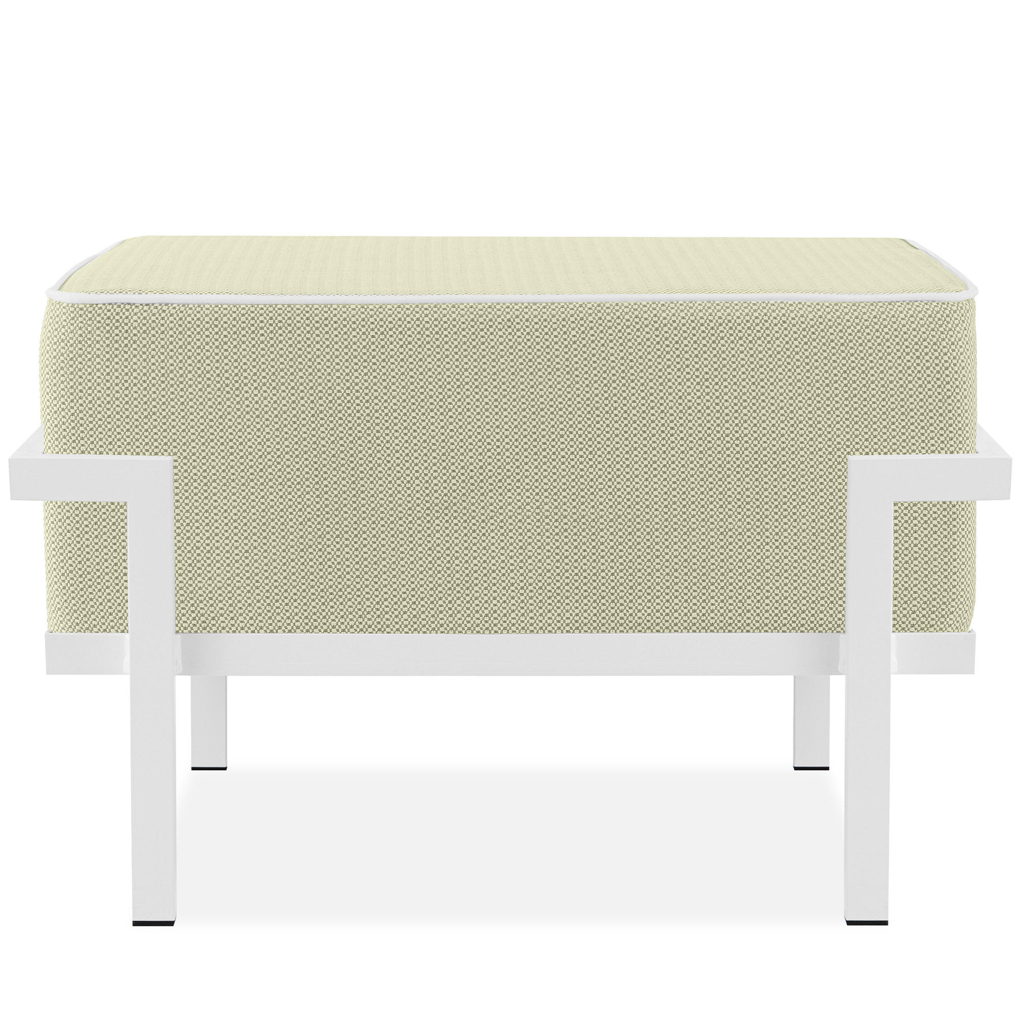 GARTENLOUNGE-HOCKER TRIGLO auf Metallfüßen, Modern, Weiß - Weiß/Hellgrün, Textil/Metall (69/44/54cm) - KONSIMO®
