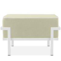 GARTENLOUNGE-HOCKER TRIGLO auf Metallfüßen, Modern, Weiß - Weiß/Hellgrün, Textil/Metall (69/44/54cm) - KONSIMO®