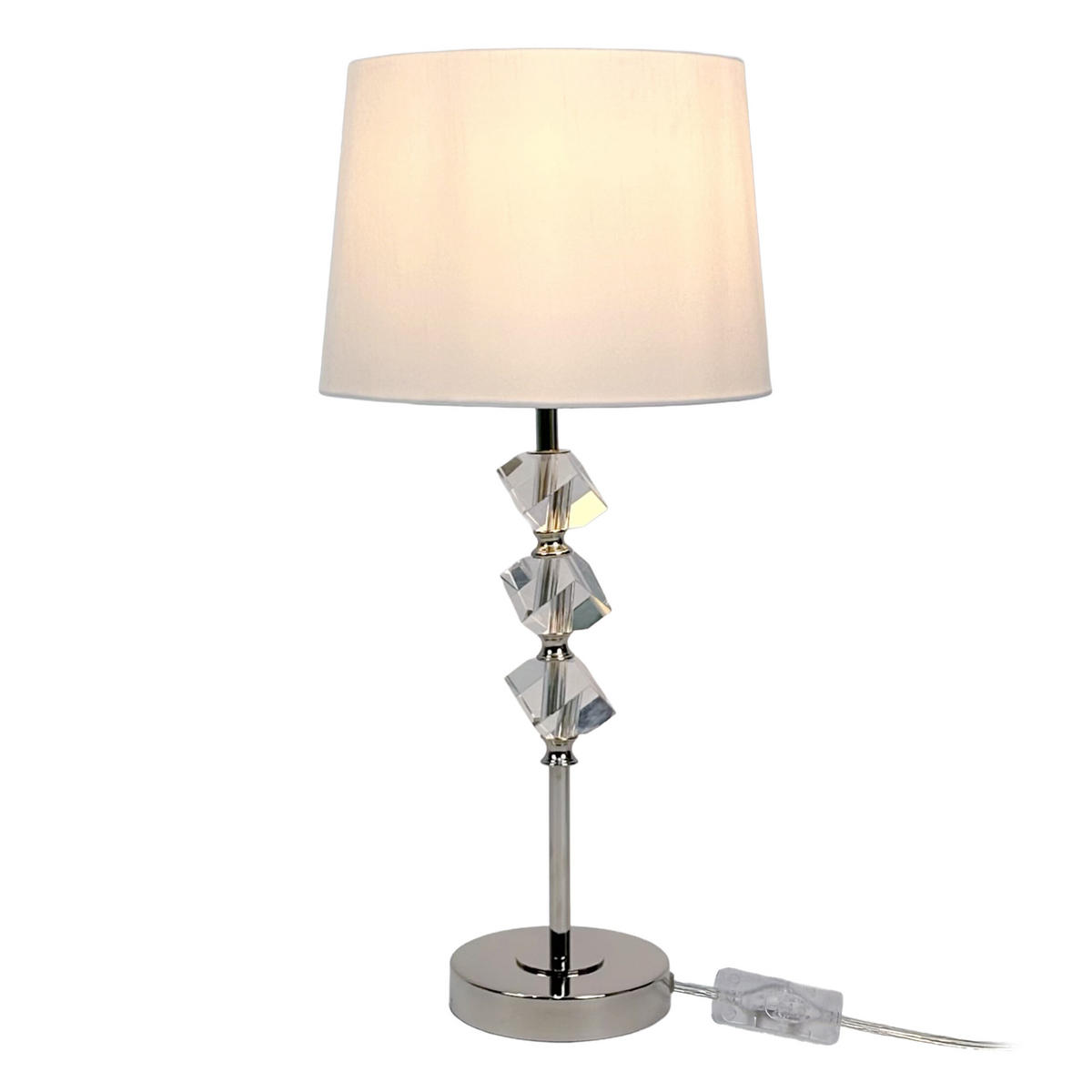 TISCHLEUCHTE - Creme, Glas/Textil (25/25/53cm) - Relaxdays