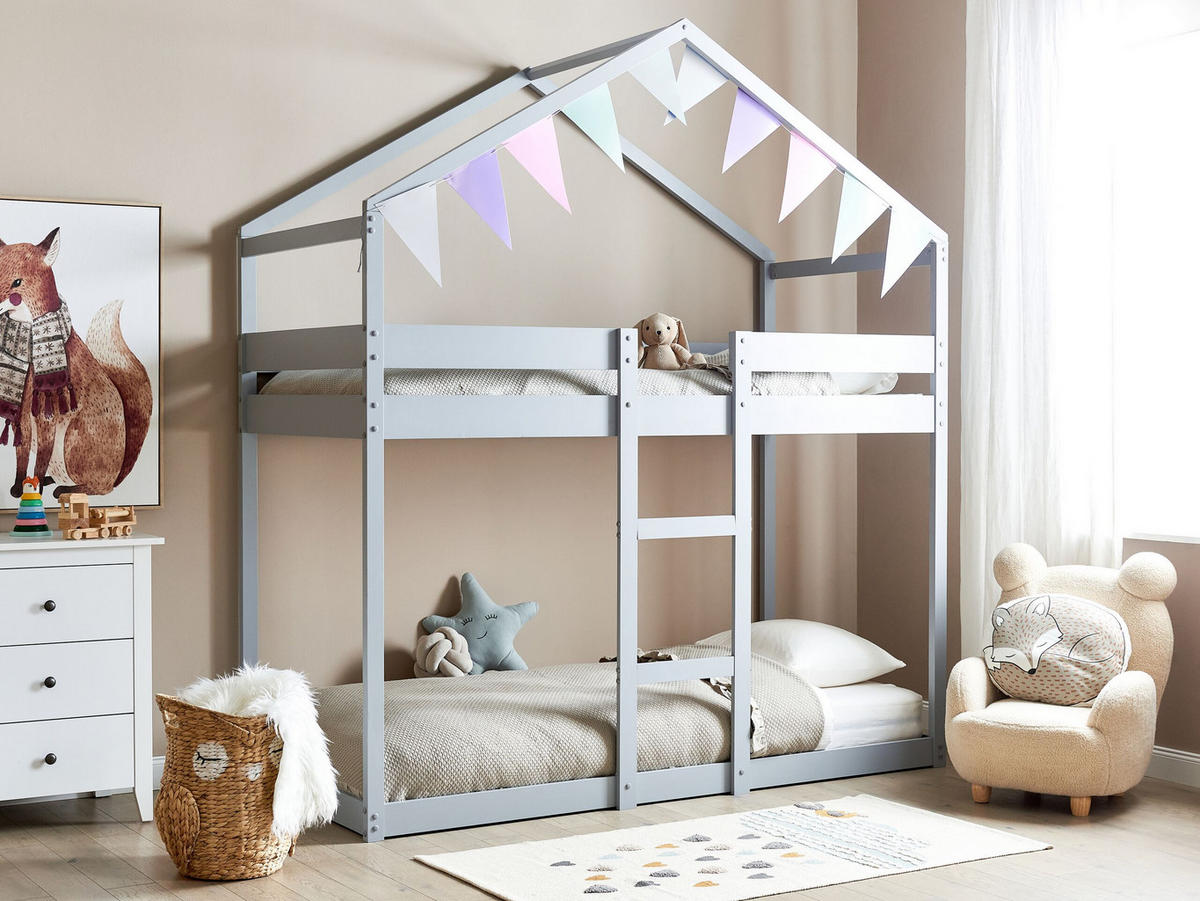HOCHBETT 90x200 cm Grau Labatut - Grau, Holz (90/200cm) - Beliani
