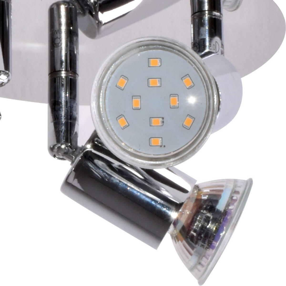 LED DECKENLEUCHTE Chrom Bewegliche Spots - Silberfarben, Metall (16/16/7.4cm)