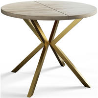 ESSZIMMERTISCH LOFT LITEN, ausziehbarer Tisch 120 cm/200 cm, Farbe: Beige, mit Metallbeinen in Farbe Gold - Goldfarben/Sonoma Eiche, Holzwerkstoff (120/120/76cm) - Alpi-Möbel