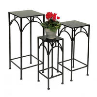 BLUMENHOCKER 3er Set Metall Schwarz Eckig 96132 - Schwarz, Metall (28/70/28cm) - DanDiBo