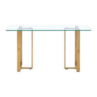 SCHREIBTISCH - 140 cm x 60 cm - glas - transparent, goldfarben Nilesa - Transparent/Goldfarben, Glas (60/140/75cm) - Vente-Unique