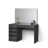SCHMINKTISCH Imola Schwarz/Gold 120 cm mit Spiegel - Goldfarben/Schwarz, Holzwerkstoff (120/75/55cm) - Livinity®