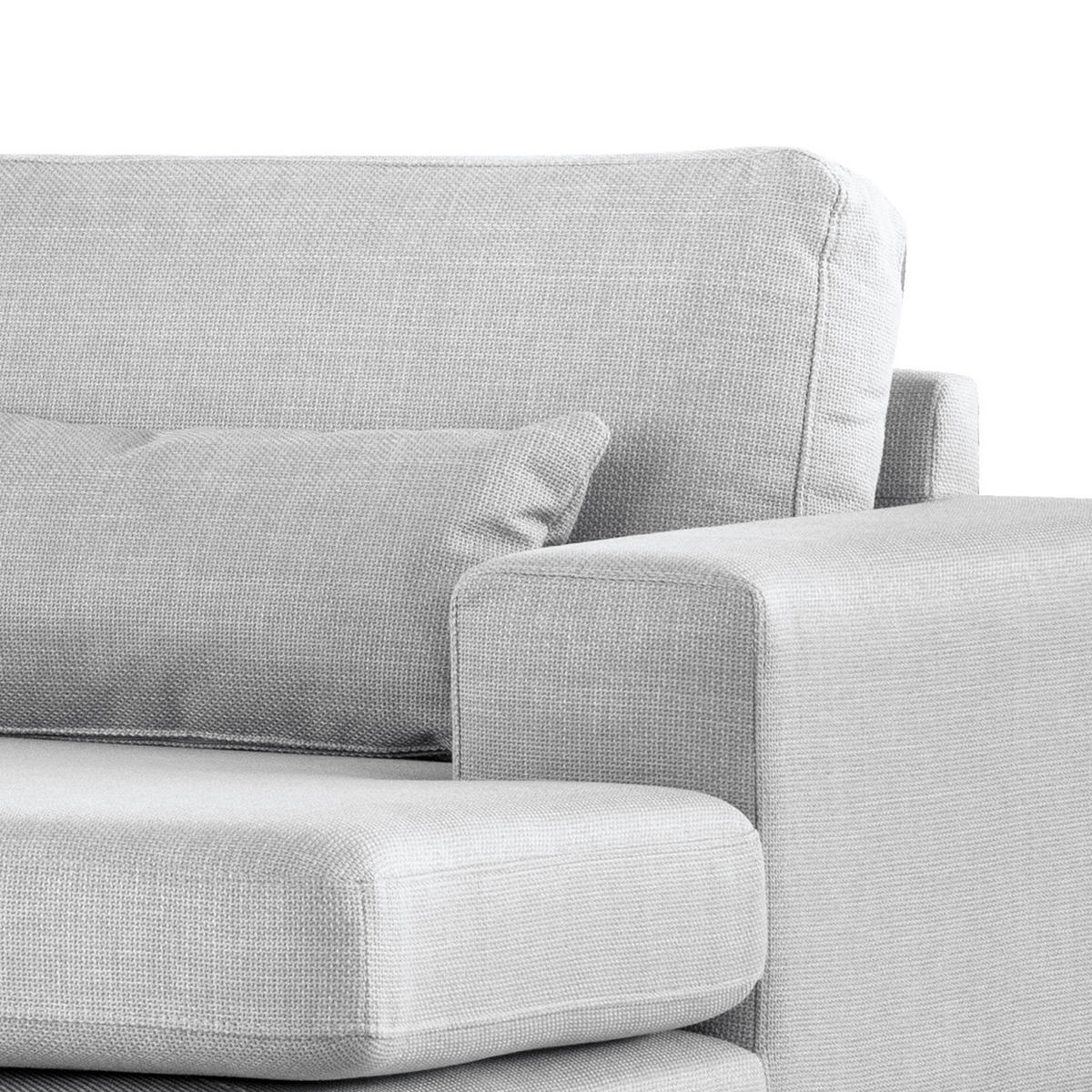 ECKSOFA mit Longchair - Eichefarben/Hellgrau, Eichenholz/Textil (281/153cm) - home24