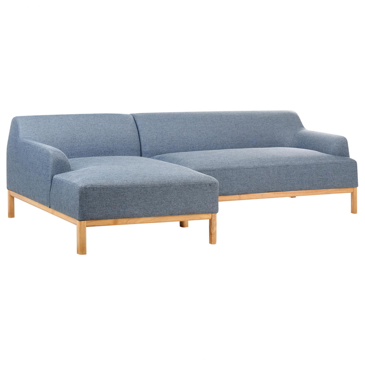 ECKSOFA 3-Sitzer Stoff Blau rechtsseitig Sosjo - Blau, Textil (251/132cm) - Beliani