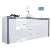 SIDEBOARD La Paz Weiß Hochglanz / Grau Hochglanz - Weiß Hochglanz, Holzwerkstoff (167/72/35cm) - Vladon