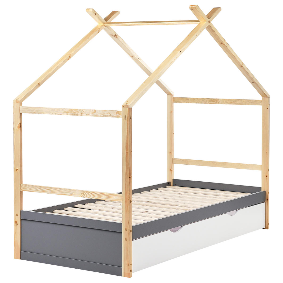 KINDERBETT 90x200 cm Grau Orgeval - Grau, Holz (90/200cm) - Beliani