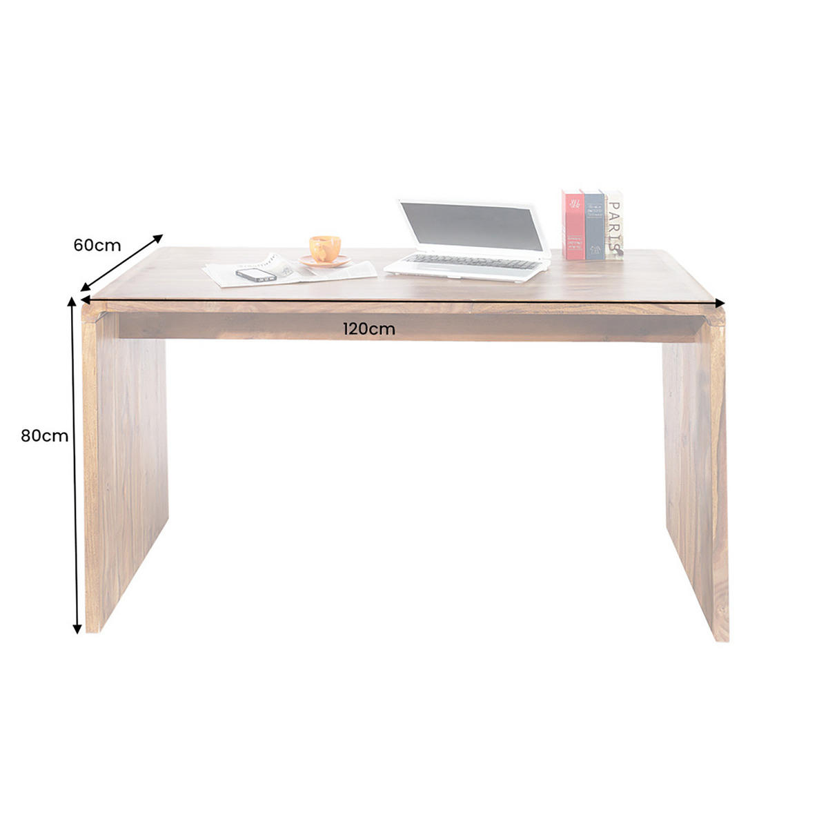 SCHREIBTISCH CUBUS Sheesham Natur 120 cm - Naturfarben, Holz (60/120/80cm) - riess-ambiente