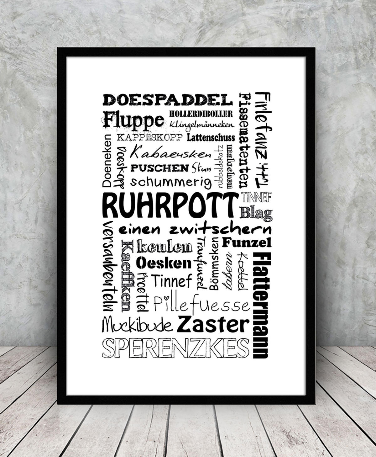 BILD mit Rahmen 51x71 cm Spruch Ruhrgebiet - Weiß, Holz (51/71cm) - artissimo