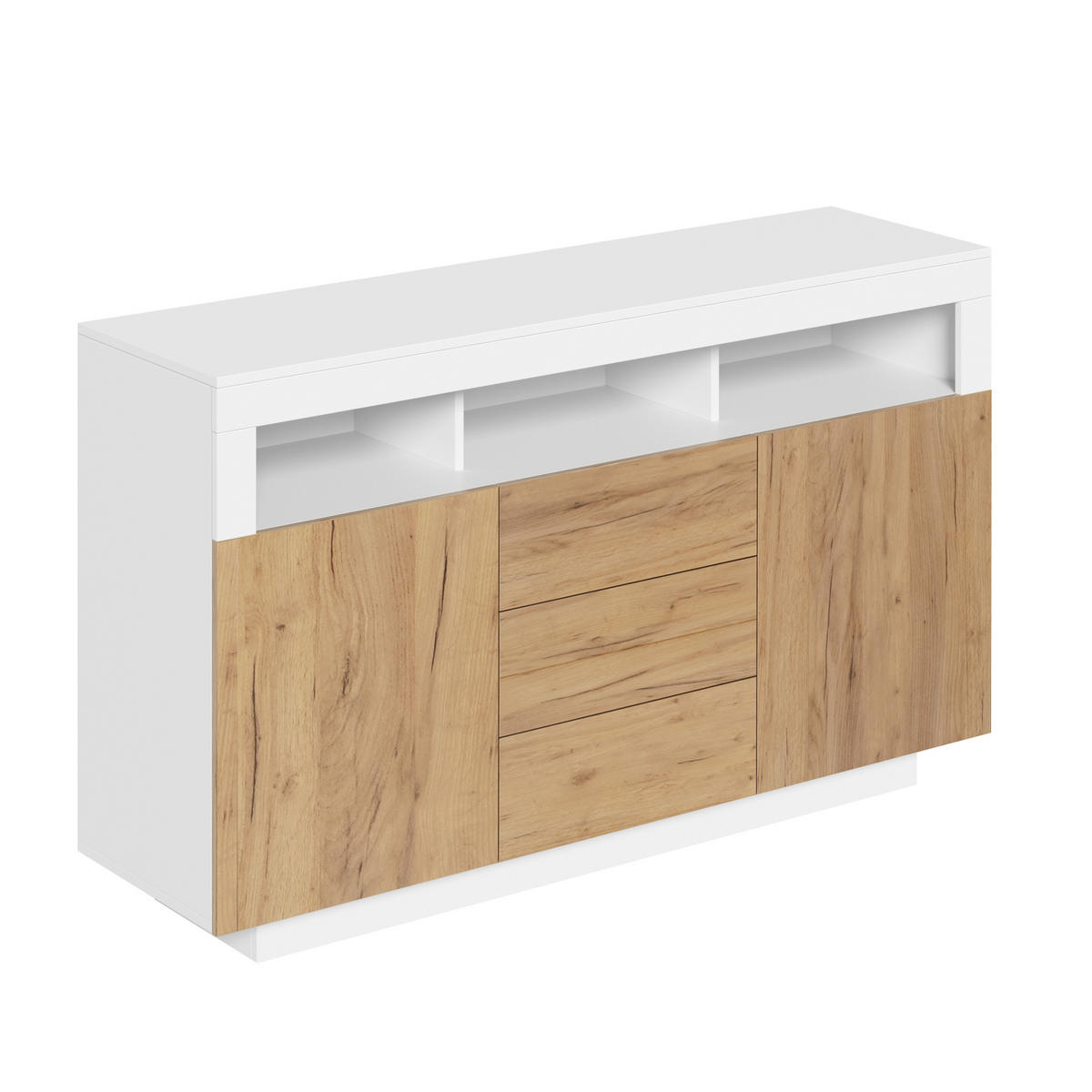 SIDEBOARD Weiß und Natur 140/40/85 cm - Weiß, Holzwerkstoff (140/85/40cm) - PANGIVO
