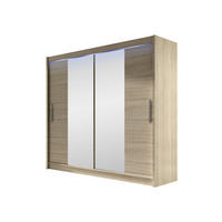 KLEIDERSCHRANK London II, mit RGB LED Beleuchtung - Silberfarben/Sonoma Eiche, Holzwerkstoff/Kunststoff (180/215/58cm) - MIRJAN24