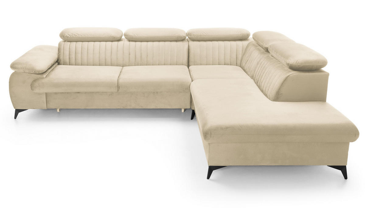 ECKSOFA 275 cm mit verstellbaren Kopfstützen Xanto L, Rechts, Creme - Creme, Holz (221/275cm) - Emporius
