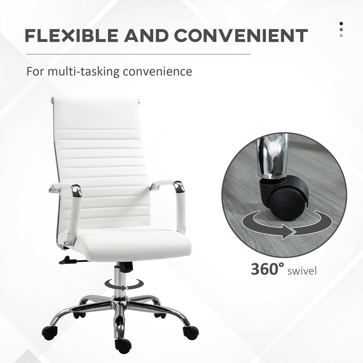 BÜROSTUHL Drehstuhl Chefsessel höhenverstellbar Kunstleder Schaumstoff Weiß - Weiß, Leder (62/114/54cm) - Vinsetto