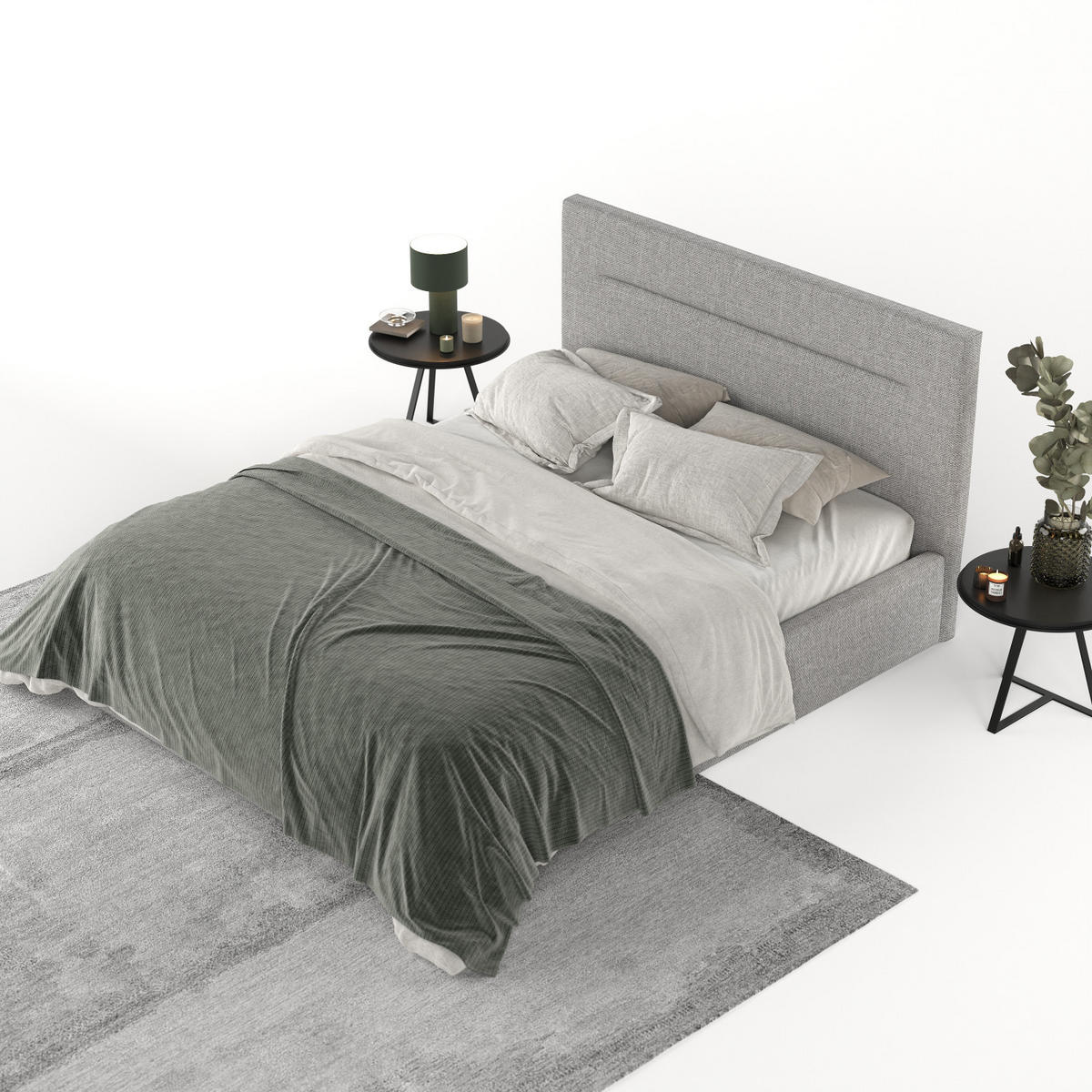 POLSTERBETT Liline 160/200 cm Hellgrau im Inari Stoff - Hellgrau/Schwarz, Holz/Holzwerkstoff (160/200cm) - AltaBeds