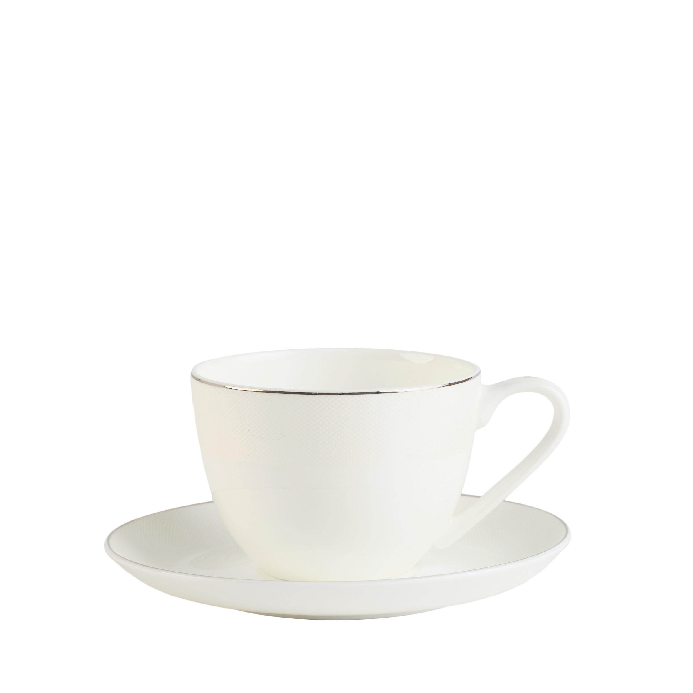 TASSE MIT UNTERTASSE Bast - Weiß, Keramik (0.25L) - home&you