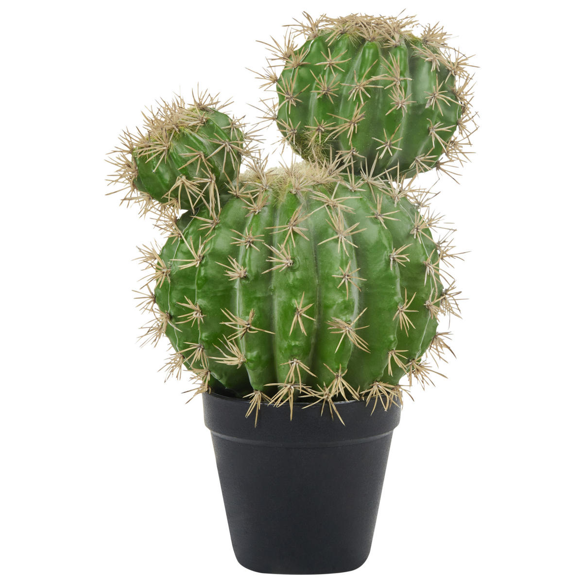 KÜNSTLICHE Topfpflanze 33 cm Grün/Schwarz Ball Cactus - Schwarz/Grün, Kunststoff (33cm) - Beliani