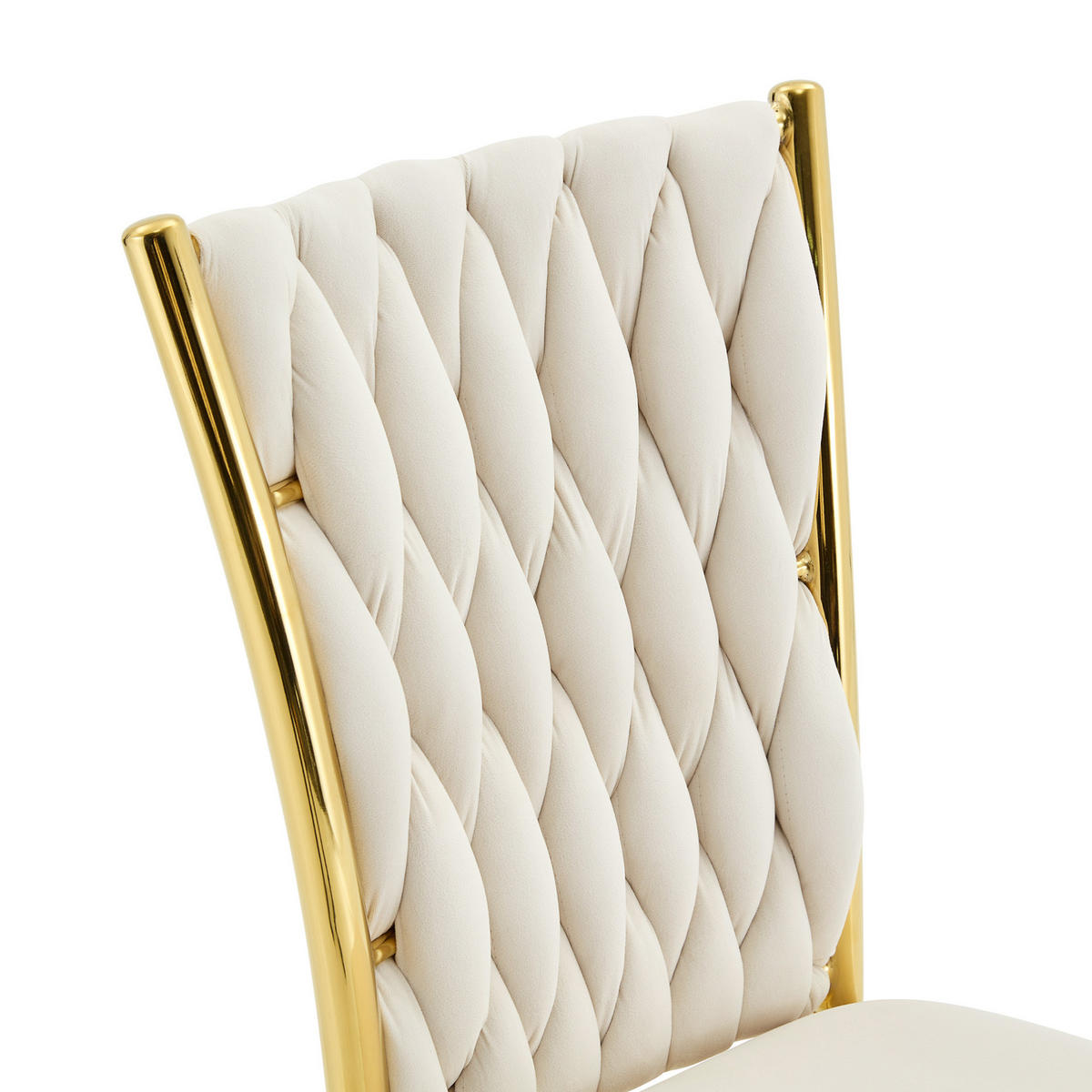 ESSZIMMERSTUHL mit Samtbezug und Metallbeinen Beige Gold - Beige, Metall (45/94/58cm) - Meubliv