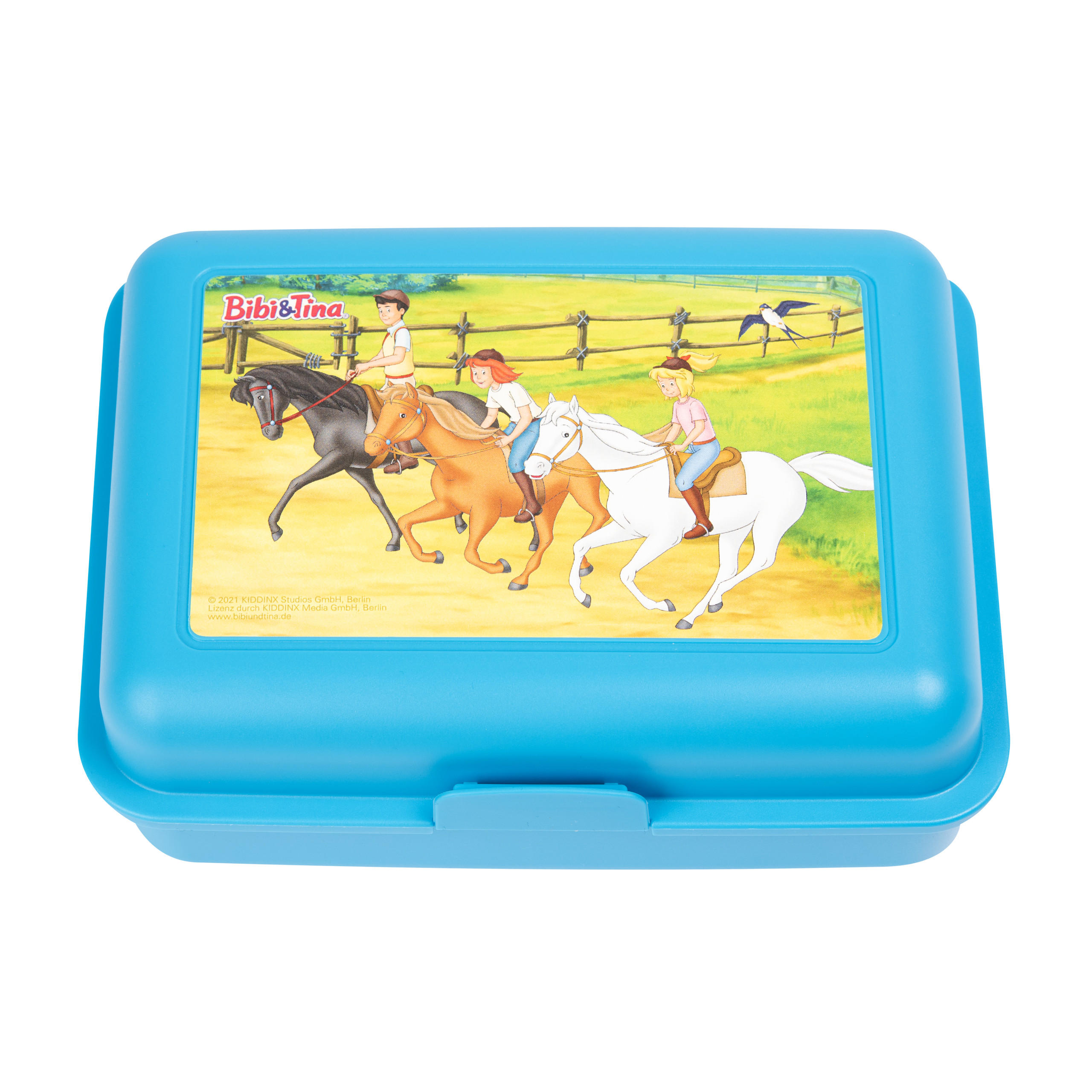 BROTDOSE Bibi & Tina Pferde Blau 17,5 x 12,8 x 6,9 cm - Blau, Kunststoff (17.5/6.9/12.8cm) - United Labels