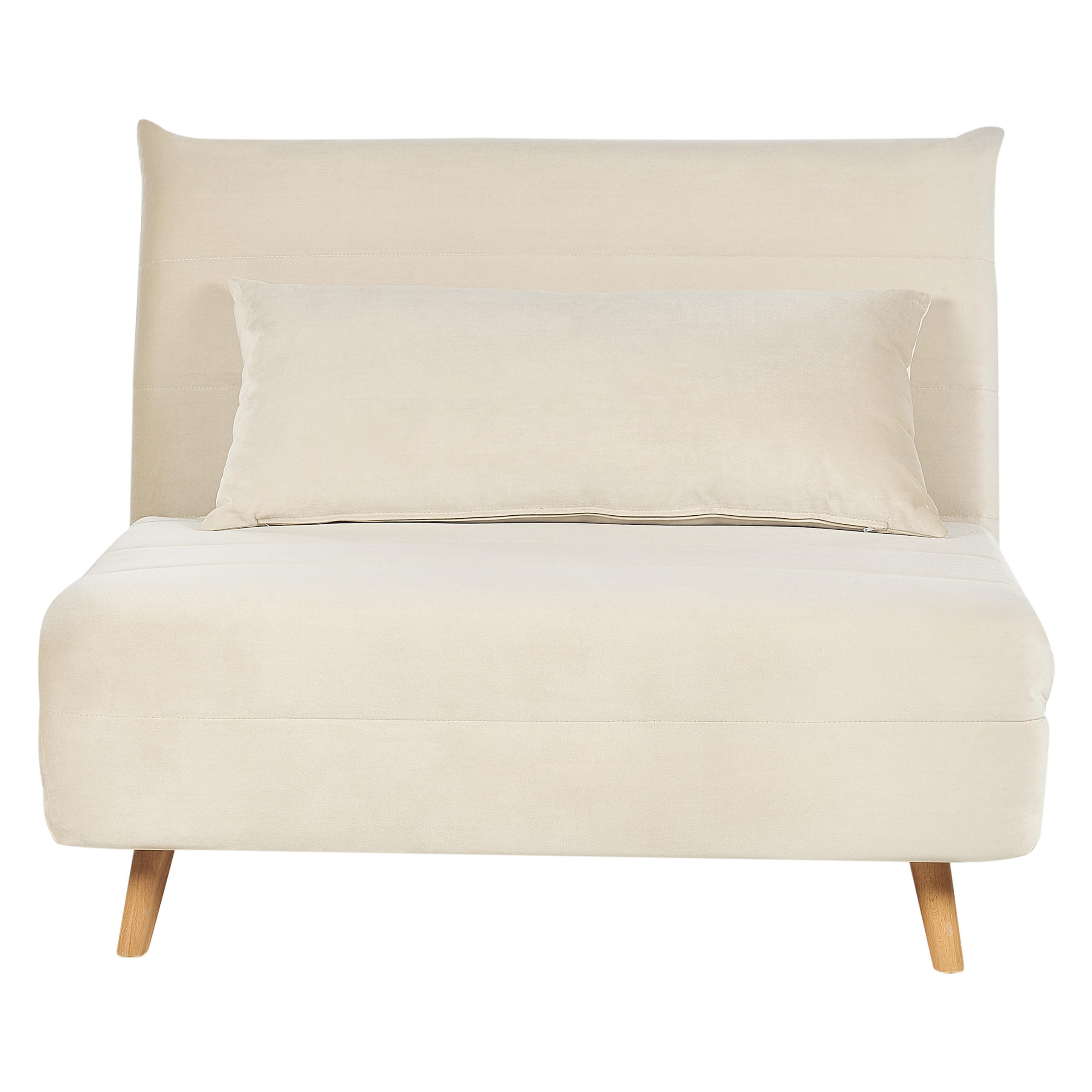 1-SITZER-SCHLAFSOFA Samtstoff Creme Setten - Creme, Textil (104/82/190cm) - Beliani