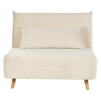 1-SITZER-SCHLAFSOFA Samtstoff Creme Setten - Creme, Textil (104/82/190cm) - Beliani