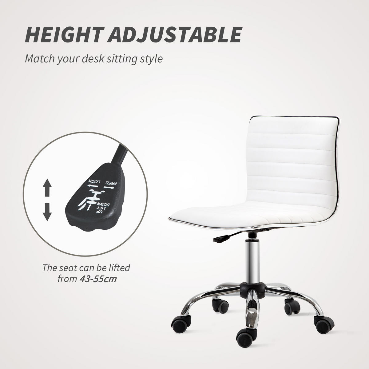 FRISEURSTUHL, Drehstuhl, Stahl PU, Weiß - Weiß, Metall (48/90/52cm) - HOMCOM