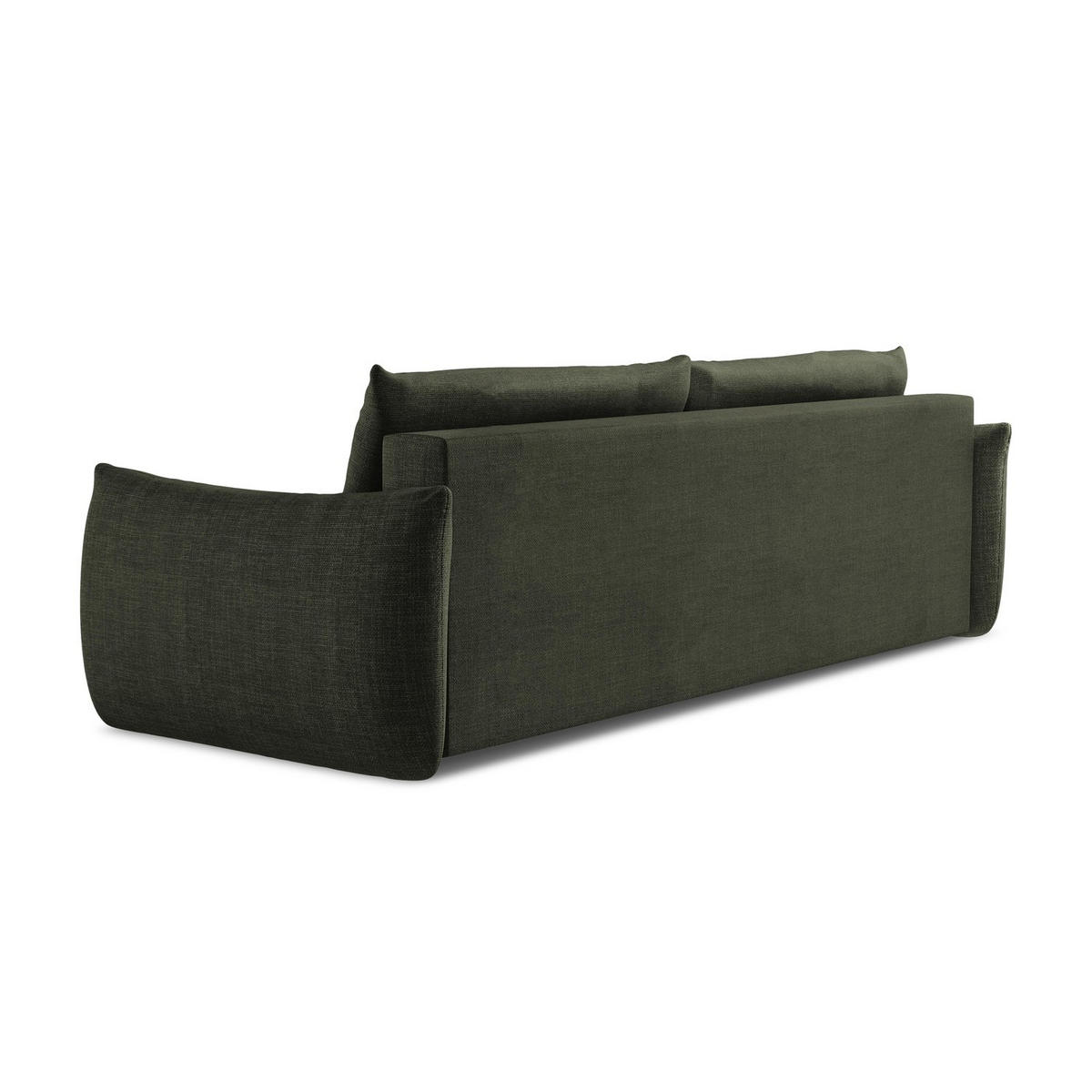 3-SITZER SOFA mit Schlaffunktion Strukturstoff Grün - Schwarz/Olivgrün, Holzwerkstoff/Kunststoff (230/90/105cm) - LaMiaSofa