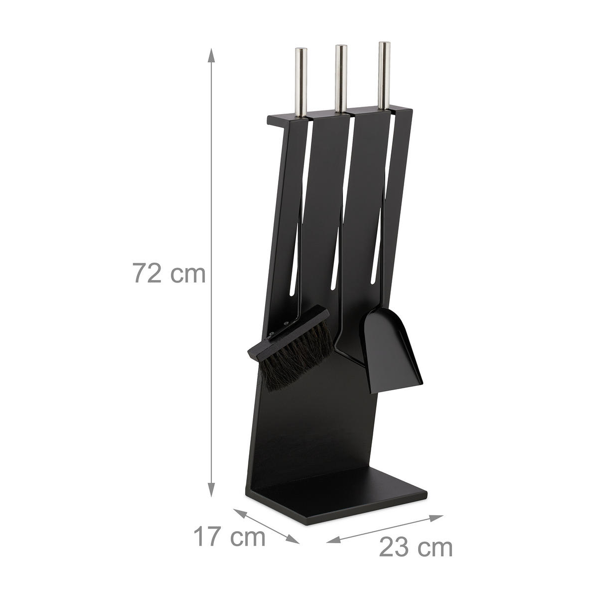 4-TLG.KAMINBESTECK-SET - Schwarz, Metall (23/72/17cm) - Relaxdays
