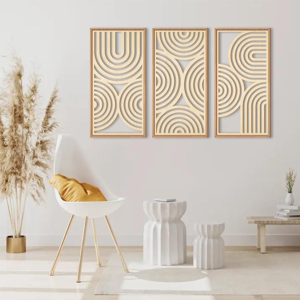 WANDDEKO 40x20cm Geometrie Holz Gerahmt - Akaziefarben, Holzwerkstoff (40/1cm) - Authentics